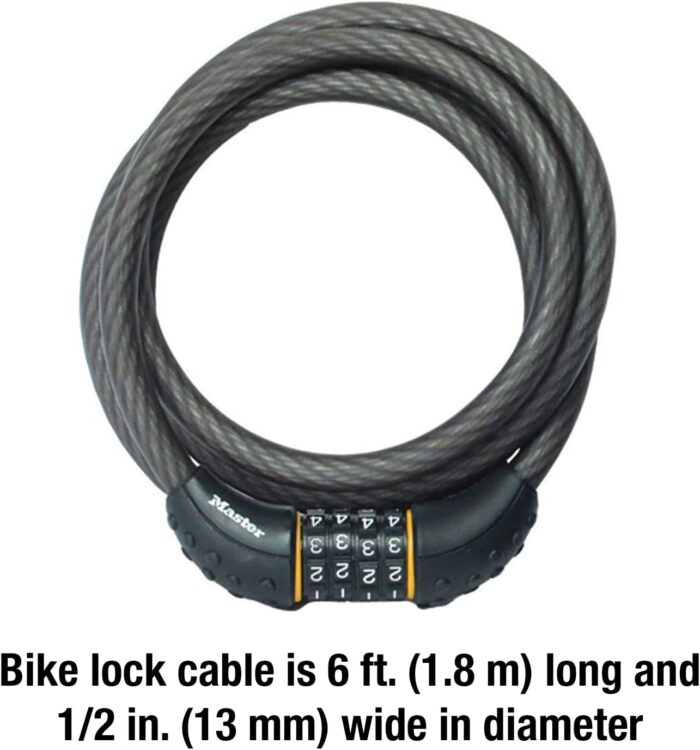 Master Lock Cable Lock, Set Your Own Combination Bike Lock, 6 ft. Long, Black, 8122D - Image 6