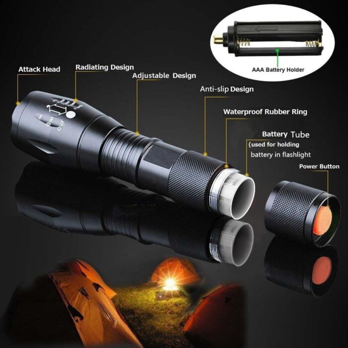 2 Pack Tactical Flashlights Torch, Military Grade 5 Modes High Lumens Led Waterproof Handheld Flashlight for Camping Biking Hiking Outdoor Home Emergency, Father's Day Gifts Camping Essentials Gear - Image 2