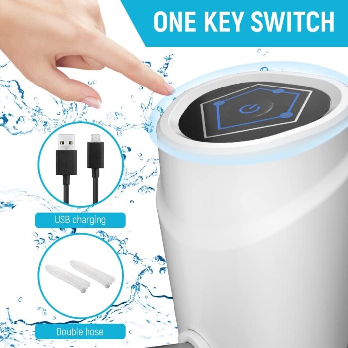 Water Dispenser for 5 Gallon Bottle,Drinking Water Pump Portable Universal USB Charging Water Bottle Pump for 2-5 Gallon with 2 Silicone (White) - Image 4
