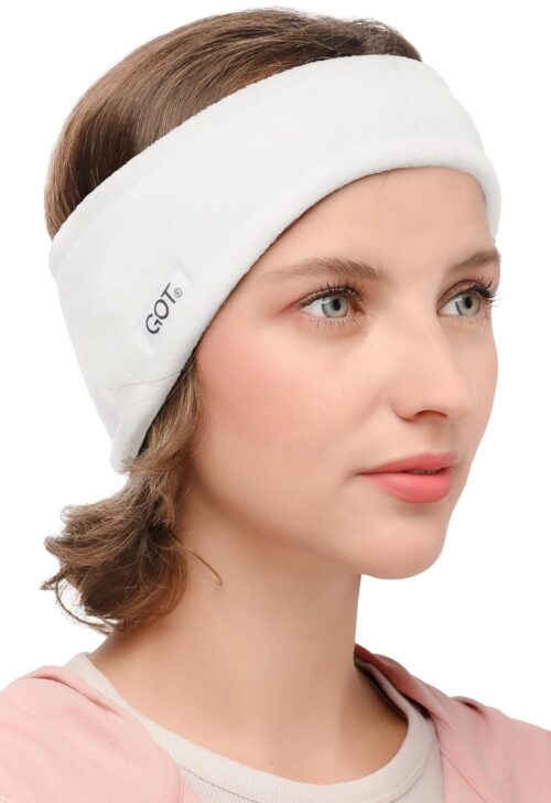GOT Sports Ear Warmer Headband for Women - Fleece Running Headband Ear Covers for Cold Weather - Ski Cycling Ear Muffs for Winter (White)