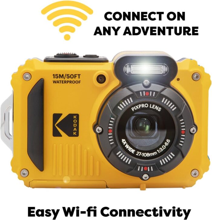 Kodak PIXPRO WPZ2 Rugged Waterproof Shockproof Digital Camera 16MP 4X Optical Zoom 1080P Full HD Video, 2.7 LCD (Yellow), 32GB SD Card, Black Compact Camera Case, Floating Strap, Bundle (7 Items) - Image 2