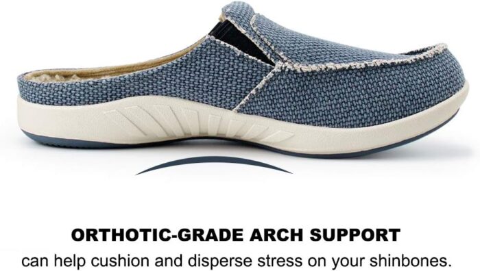 Mens Slippers with Arch Support, Canvas House Slipper for Men with Velvet Lining, Slip On Clog, Indoor Outdoor House Shoes with Anti-Skid Rubber Sole - Image 5