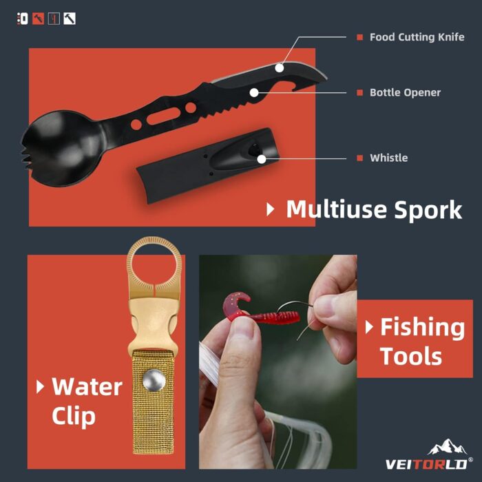 VEITORLD Gifts for Men Him Husband Dad Fathers Day - Survival Gear and Equipment 12 in 1, Survival Kits - Cool Fishing Hunting Camping Anniversary Birthday Gifts for Man Teen Boy Boyfriend Women - Image 4