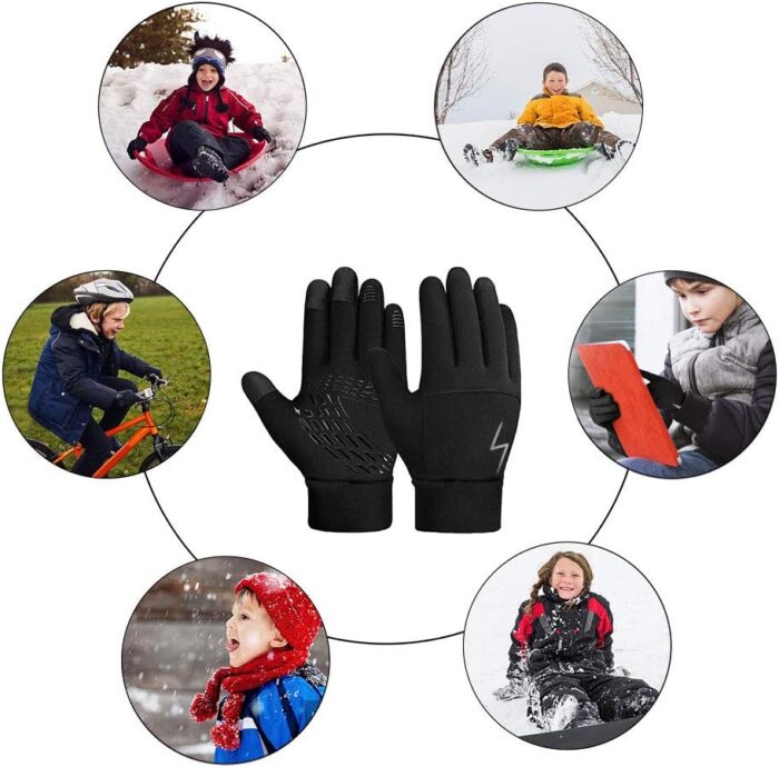 Kids Winter Gloves Back Water Repellent Touchscreen Warm Fleece Anti-slip for Boys Girls Teen 3-15 Years - Image 6
