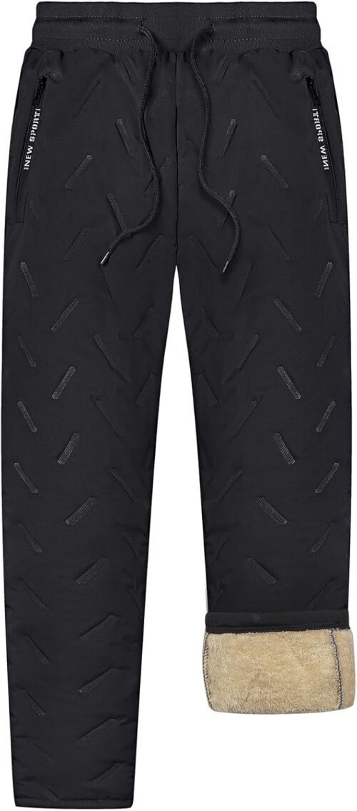 MANLUODANNI Men's Winter Fleece Sweatpants Sherpa Lined Pants Active Drawstring Jogger Trousers