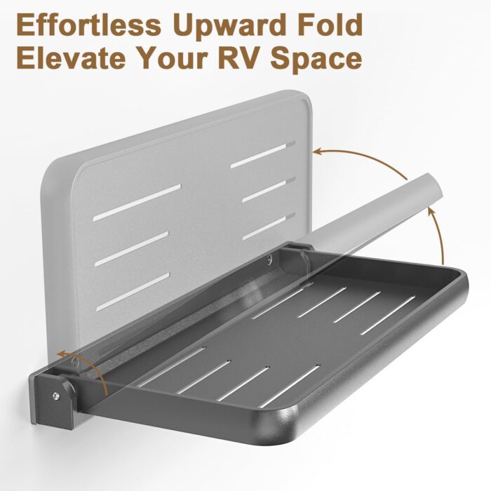 Safoner RV Aluminum Fold-Down Wall Shelf - The Essential Camper Accessory for Interior Organization | Space-Efficient Versatile Floating Storage- 1 Pack - Image 5