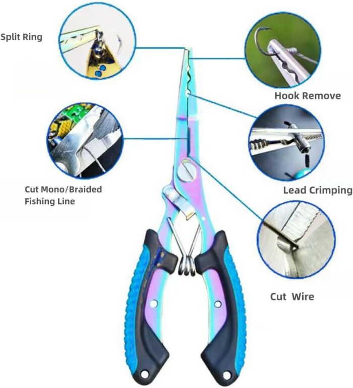 8 Pcs Pocketable Fishing Tool Kit, Foldable Fishing Knife Fishing Pliers Scissors Fish Lip Gripper Hook Remover Sharpener Sheath Lanyard, Aboda Fresh & Saltwater Fishing Tools Fishing Gifts - Image 2