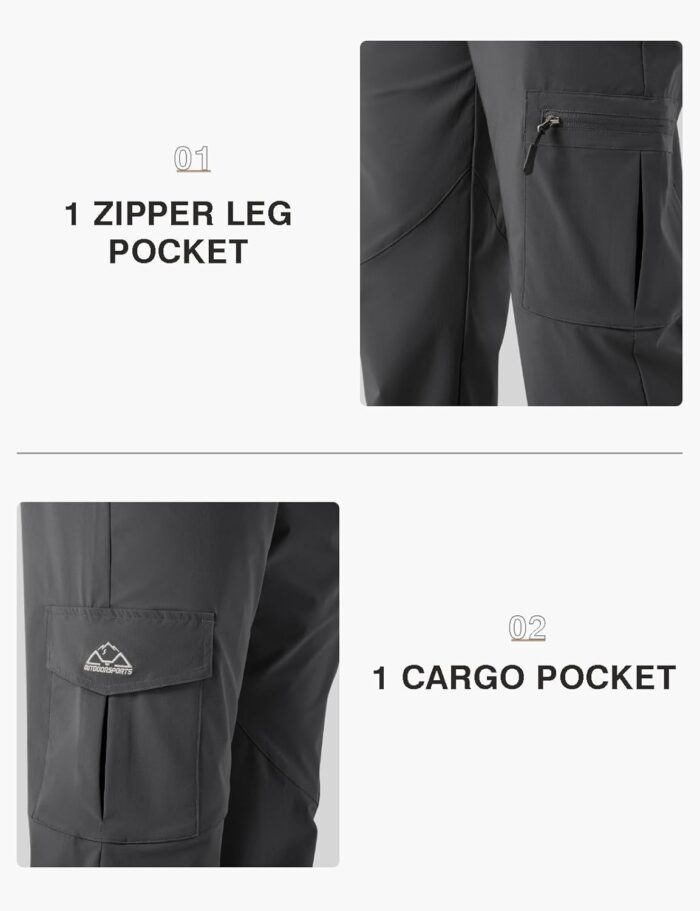 TBMPOY Men's Hiking Pants Lightweight 6 Cargo Pockets Quick Dry Water Resistant Outdoor Travel Work Fishing - Image 4
