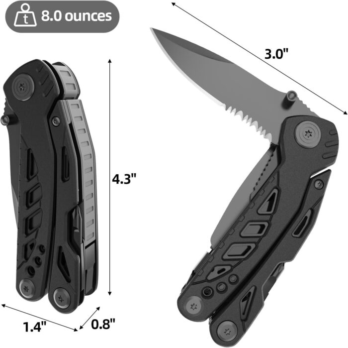 Pohaku Multitool Knife, Pohaku 13 in 1 Pocket Multitool, Multi Tool with 3" Large Blade, Safety Locking Design, Spring-Action Plier, Durable Nylon Sheath for Outdoor, Camping, Fishing, Survival,Hiking - Image 5