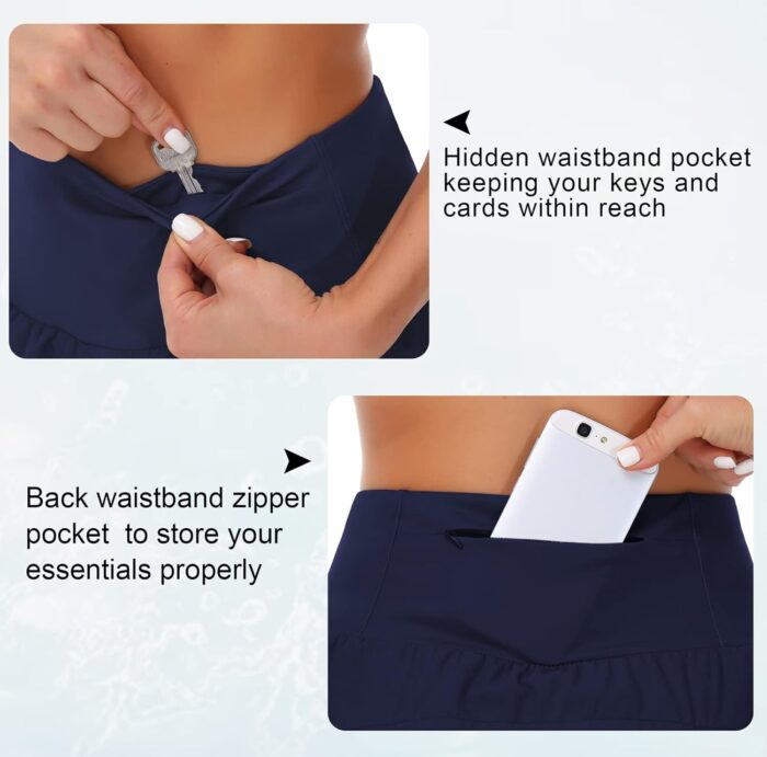 THE GYM PEOPLE Womens High Waisted Running Shorts Quick Dry Athletic Workout Shorts with Mesh Liner Zipper Pockets - Image 4