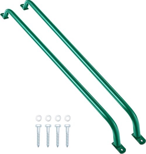 Lounsweer 2 Pieces Playground Accessories Metal Green Safety Handles Playhouse Ladder Handle Long Green Grab Handle Bars for Treehouse, Jungle Gym, Rock Climbing Wall, Playground (37 Inch)