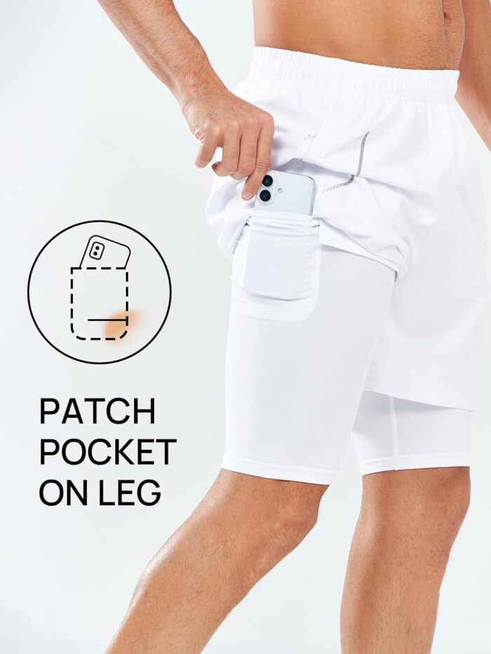NORTHYARD Men's 2 in 1 Workout Shorts 5" Running Athletic Quick Dry Shorts Gym Sports Basketball Tennis with Phone Pockets - Image 2