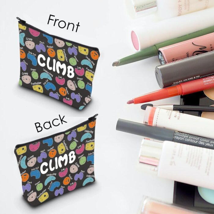 MNIGIU Rock Climber Gift for Women Rock Climbing Cosmetic Bag Climb Gift Rock Climbing Bouldering Lover Gift (Climb Black Bag) - Image 3