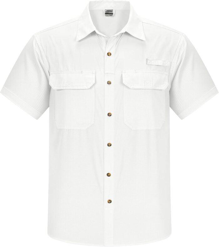Outdoor Ventures Men's Lightweight Short Sleeve Fishing Shirt UPF 50 Button Down Quick Dry Cooling Hiking Travel Safari Shirt