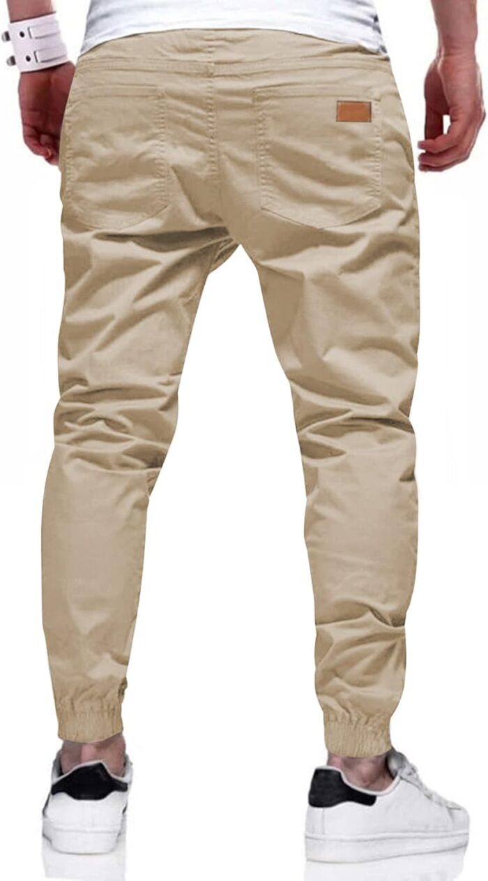 JMIERR Mens Casual Joggers Pants - Cotton Drawstring Chino Cargo Pants Hiking Outdoor Twill Track Jogging Sweatpants Pants - Image 3