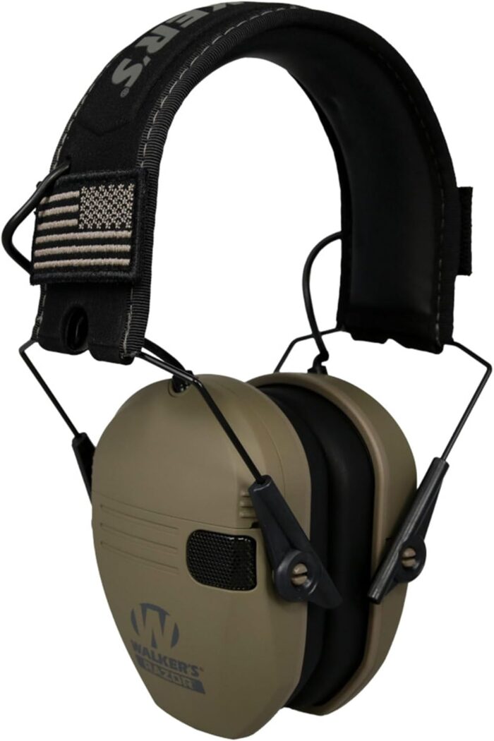 Walkers Razor Slim Shooter Electronic Folding Ear Protection Muffs, Tan Patriot - Image 9