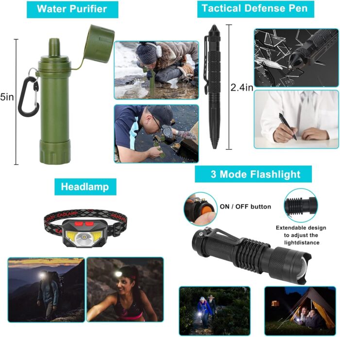 Survival Gear Professional Kit and Large Camping Backpack,First Aid Kit for Adventure Outdoor Hiking Accessories - Image 6