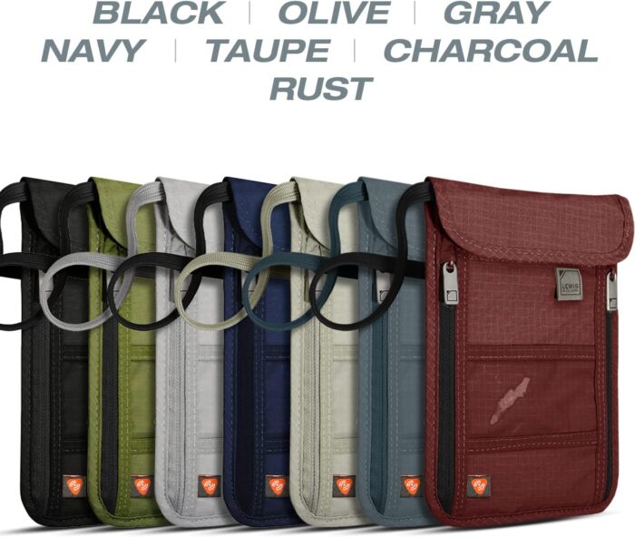 Lewis N. Clark RFID Blocking Stash Neck Wallet, Travel Pouch + Passport Holder for Women & Men, Taupe, One Size - Image 4