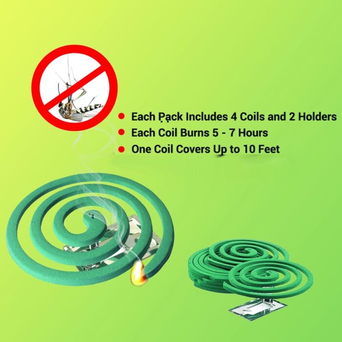 W4W Mosquito Repellent Coils - Outdoor Use Reaches Up to 10 feet - Each Burns for 5-7 Hours (Three Pack Contains 12 coils & 6 Stands) - Image 7