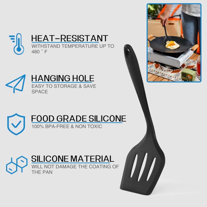 Camping Cooking Essentials Utensils Set - Camp Cookware Kitchen Accessories Kit, Camper Gear Must Haves, Stainless Steel & Silicone, RV Car Portable Outdoor Equipment Tool - Image 2