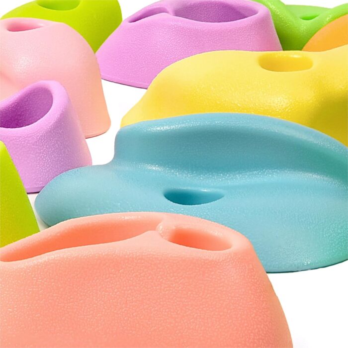 TOPNEW 20PC Kids Climbing Holds, Climbing Rocks for Play Set, Swingset - Adult Rock Wall Holds with Mounting Hardware for Indoor Outdoor Climbing Wall, Pastel Color - Image 4