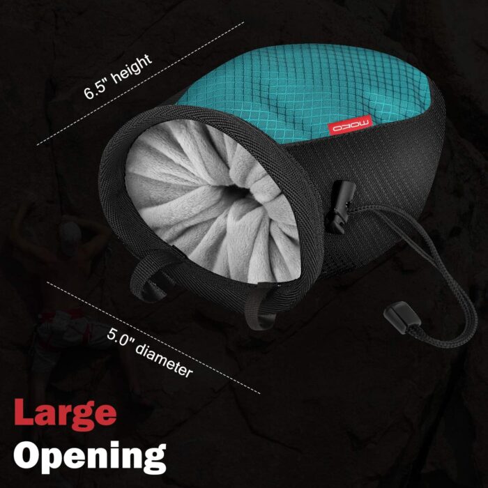 MoKo Rock Climbing Chalk Bag, Bouldering Chalk Pot Bucket with Adjustable Belt & Carabiner Drawstring Climbing Gear - Image 6