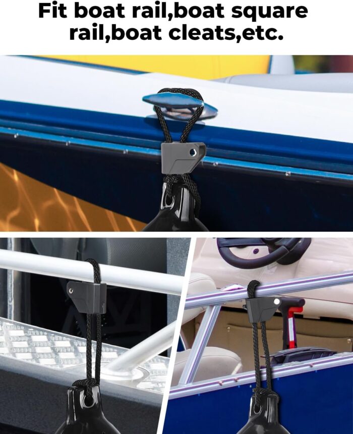 KEMIMOTO Boat Fender Clips,Quick Release Adjustable Boat Rail Cleats Fender Clips for Boat Bumpers, Boat Bumper Holder Hanger Adjuster for Pontoon Boat Bass Boat Jon Boat - Image 5