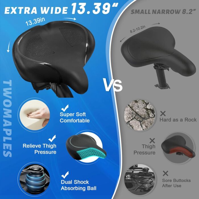 Bicycle Seat, Bike Seat for Women Men Extra Comfort Wide, Oversized Comfortable Seats Saddle for Peloton Bikes, Fit for Exercise Bikes, Electric Bikes, Mountain Bikes, Cruiser Bikes - Image 4
