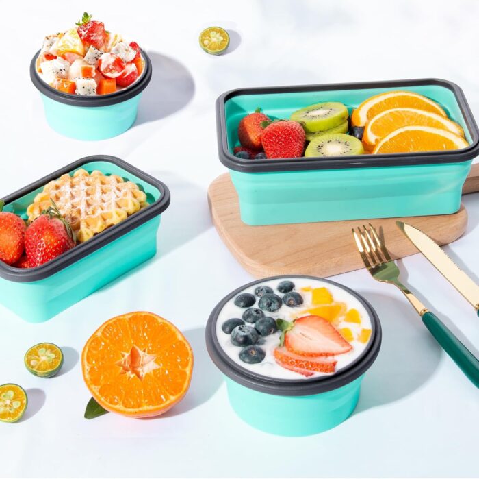 8 Pack Collapsible Food Storage Containers With Lids, Collapsible Storage Containers Sets Silicone Collapsible Bowls For Camping, RV Accessories, Travel Trailer Must (Mixed oz) (8) - Image 8