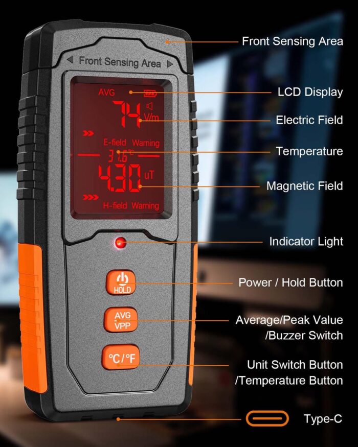 EMF Detector, Digital LCD EMF Meter, 3 in 1 Rechargeable Electromagnetic Field Radiation Detector, Ghost Hunting Equipment, Sensitive Tester Reader for Indoor & Outdoor EMF Inspection - Image 8