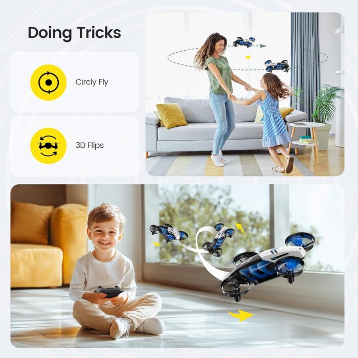 Holy Stone HS210T Drones for Kids, 2 IN1 MINI Indoor Drone with Land & Fly Mode, Four Posture Deformations RC Quadcopter with 3D Flip, Auto Hovering, Christmas Birthday Toy Gift for Boys and Girls - Image 5