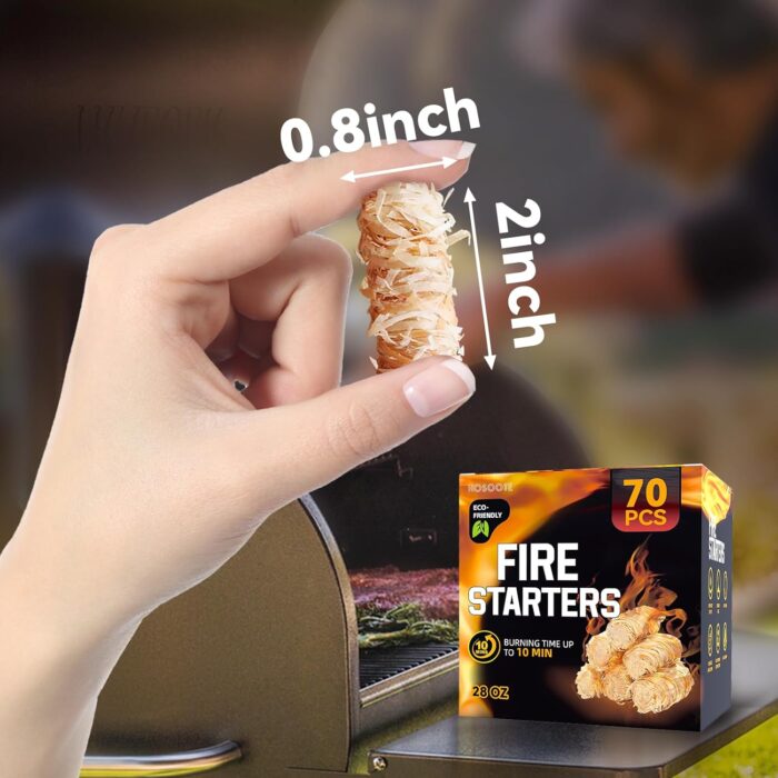 70 pcs Fire Starter - Natural Fire Starters for Fireplace, Pellet Stove & Wood, Campfires, BBQ, Pizza Oven, Fire Pit, Smoker - Fire Starters for Grill, Charcoal Fire Starter for Grill - Image 2