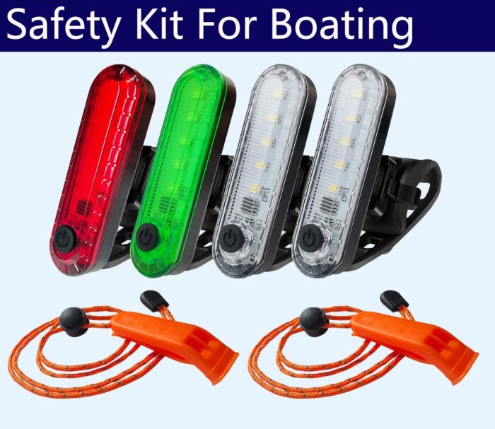 4Pack LED Navigation Lights Kit for Boat Kayak, Stern Light Battery 0perated, Easy Clip on for Night Kayaking, Boating, Canoeing, Paddle Board, Jet Ski, Dinghy, 2Pcs Safety Whistles - Image 7