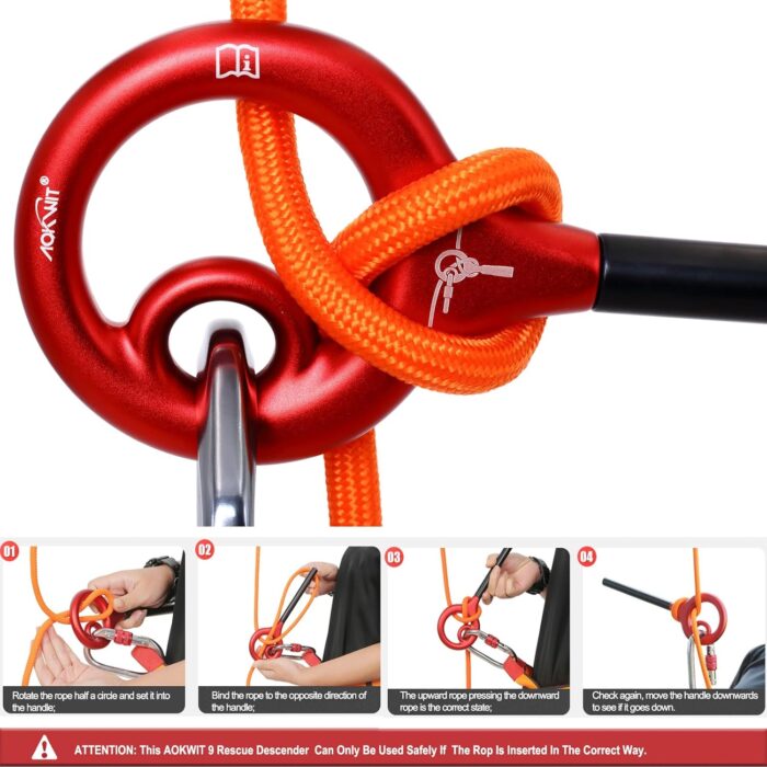 9 Rescue Figure, Upgrade 8 Descender Climbing Gear Downhill Equipment Easy Operation Rigging Plate Aluminum Alloy Rigging Plate for Rock Climbing Belaying and Rappeling Device - Image 7
