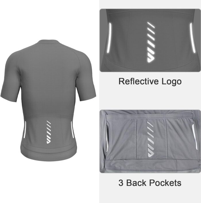 Cycling Jersey Men Short Sleeve, Road Bike Jerseys Full Zipper with Pockets, Bicycle Clothing Breathable Quick Dry - Image 3