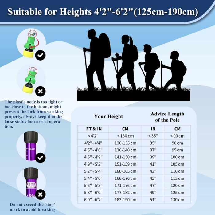 TheFitLife Nordic Walking Trekking Poles - 2 Sticks with Anti-Shock and Quick Lock System, Telescopic, Collapsible, Ultralight for Hiking, Camping, Mountaining, Backpacking, Walking, Trekking - Image 5