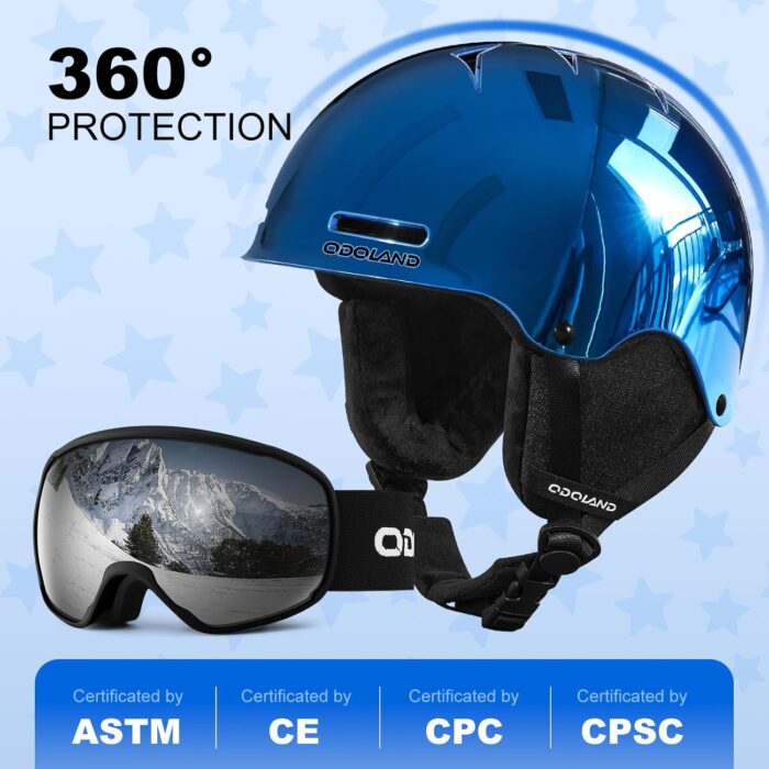 Odoland Kids Ski Helmet, Snow Helmet with Ski Goggles, Shockproof, Windproof, Safety Snow Sports Helmets and Protective Goggles for Boys Girls and Youth - Image 2