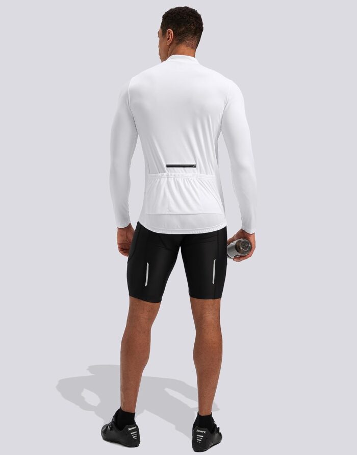 Bikewa Men's Cycling Jersey with 3+1 Rear Zipper Pockets Long Sleeve Moisture Wicking UPF 50+ Half Zip Riding Bike Shirts - Image 6