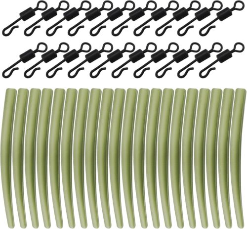 eMagTech 40Pcs Anti Tangle Sleeves Quick Change Swivels Replacement Carp Fishing Terminal Tackle Accessories for Pulley Rigs Portland Rigs Running Ledgers