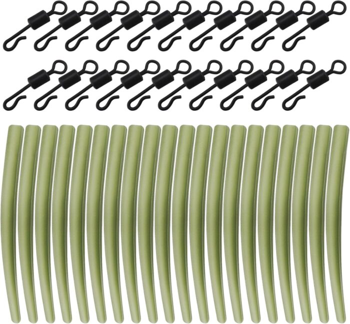 eMagTech 40Pcs Anti Tangle Sleeves Quick Change Swivels Replacement Carp Fishing Terminal Tackle Accessories for Pulley Rigs Portland Rigs Running Ledgers