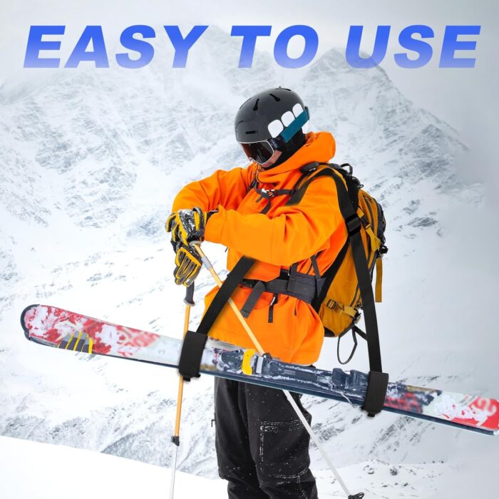 3pcs Ski Shoulder Straps, Adjustable Ski Carrier Straps Ski Pole Straps Ski Bag Fastener Straps Snowboard Leash/Band/Sling with Protective Pads Skate Ski Boot Straps for Winter Sports Accessories - Image 5