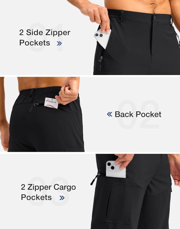 Pudolla Men's Hiking Shorts 11" Lightweight Cargo Work Shorts for Men Summer Travel Golf Casual Outdoor with 5 Pockets - Image 4