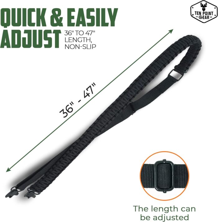 Traditional Sling 2 Points 550 Paracord | Adjustable w/Swivels and Clips | Outdoors and Hunting Use | Multiple Color Options | Many Survival Uses - Image 2