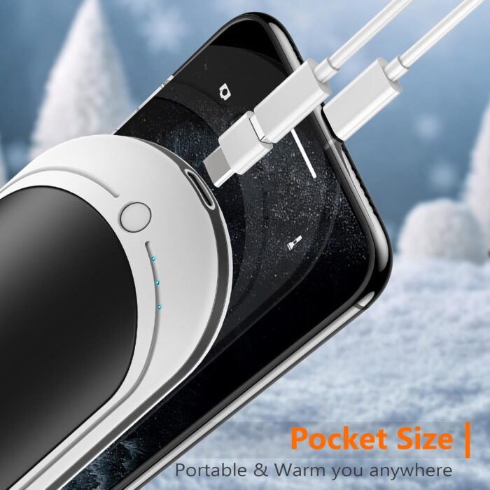 BESKAR Rechargeable Hand Warmer, 5200mAh Electric Hand Heater, Double-Sided Heating, USB Quick Charge, Portable Pocket Hand Warmer for Outdoor, Golf, Raynauds - Winter Gift - Image 6