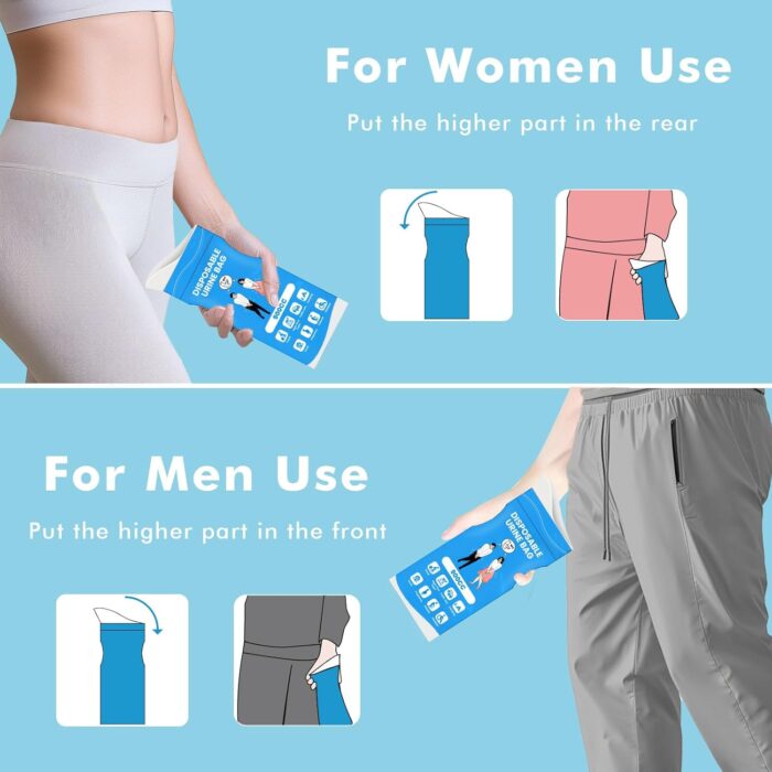 Disposable Urine Bags, 900ML Pee Bags for Women Men Emergency Use, 8/12/24 Pcs Unisex Urine Vomit Bag for Camping, Hiking, Traffic Jams, Road Trips, Pregnant, Patients - Image 7