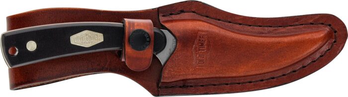 Old Timer 152OT Sharpfinger 7.1in S.S. Full Tang Fixed Blade Knife with 3.3in Clip Point Skinner Blade, Black Sawcut Handle, and Leather Belt Sheath for Hunting, Camping, Skinning, EDC, and Outdoors - Image 3