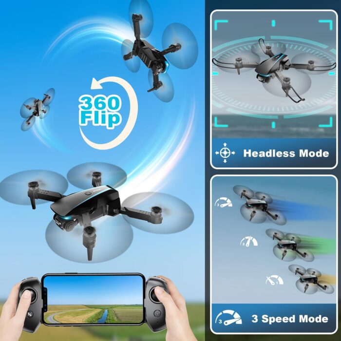 Drone with Camera - Drones for Adults, with 2 Batteries, Carrying Case, Propellers, 1080P HD Foldable Drone with Stable Hover, Trajectory Flight, Gravity Control, One Key Take Off/Land, 3D Flip - Image 5