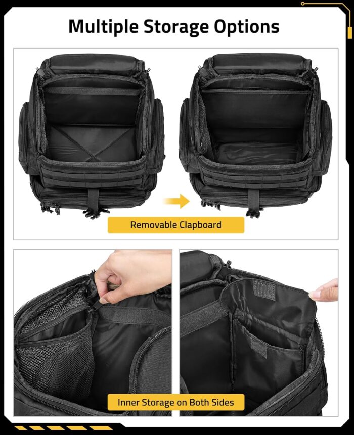 CVLIFE Tactical Range Backpack with Removable Divider, Gun Cases Bag with 4 Pistol Carrying Cases for Handgun and Ammo, Large Military Molle Assault Pack Rucksack for Shooting Hunting, Black - Image 3