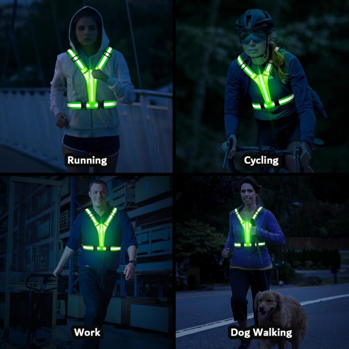 LED Reflective Running Vest Gear,Light Up Vest Runners Night Walking USB Rechargeable,Up to 11hrs Light with Adjustable Waist/Shoulder for Women Men Kids - Image 7