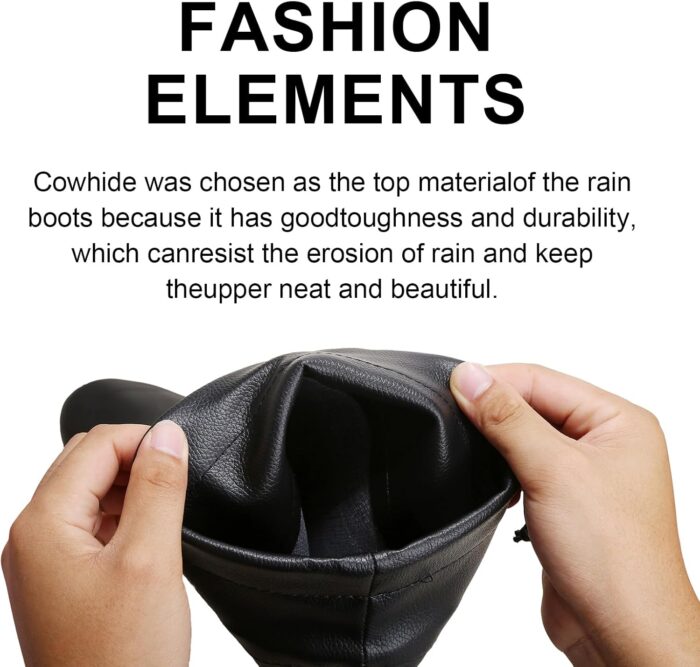 YUHITYGZGS Rain Boots Women, Waterproof Rubber Boots Men, Anti-Slip Lightweight Garden Shoes, High Knee Water Boots with Adjustable Buckle, Durable Fishing Boots Outdoor - Image 4